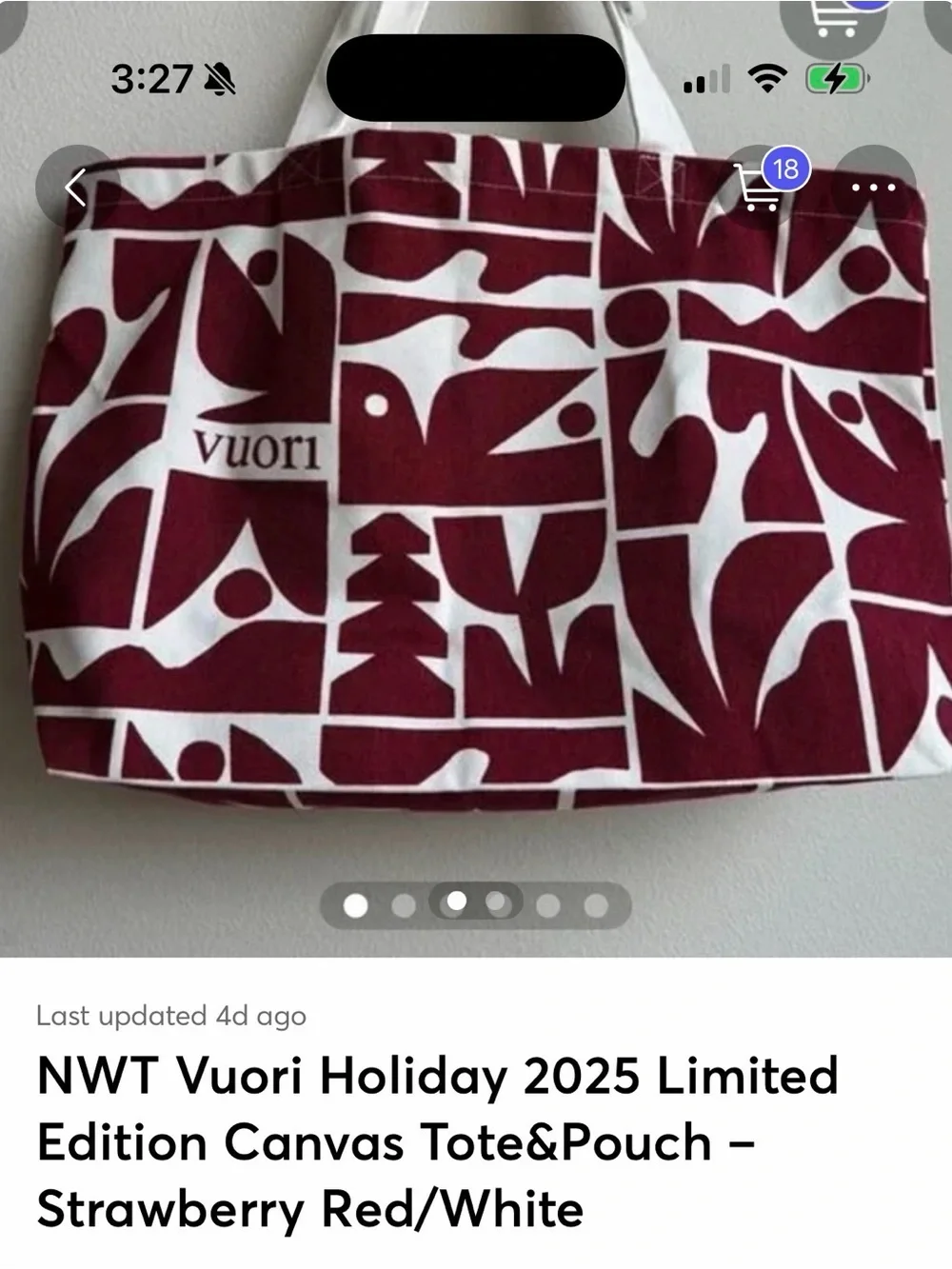 Vuori Red and White Graphic Canvas Tote